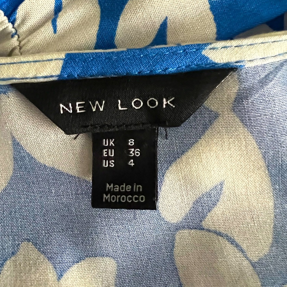 New Look Blue and White Puff Sleeve Maxi Sundress - Picture 7 of 7